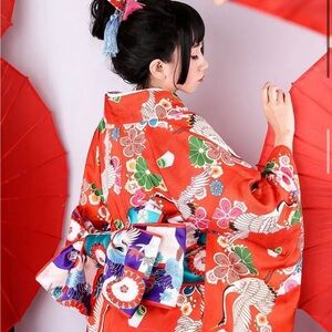 NEW Authentic Winter/Fall Kimono + Obi, shoes, bag, sash etc.(Complete set of 8)